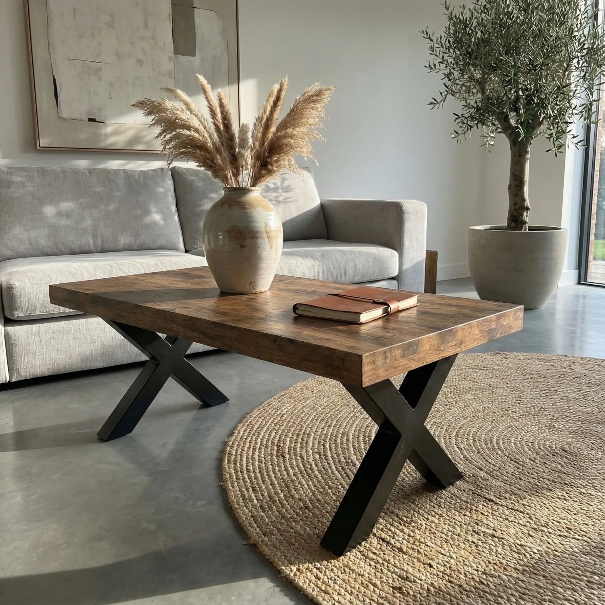 Rectangular Solid Wood Coffee Table - view 6